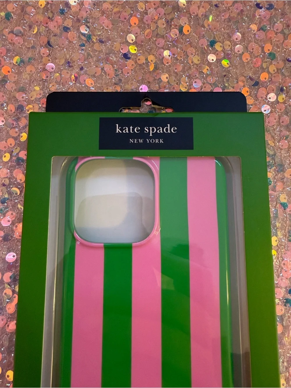 kate spade iPhone 16 Pro Max Protective Case - Pink/Green Vertical Stripes - NWT